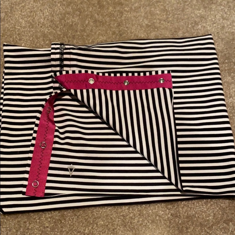 Ivivva Black and White Striped Scarf with Pink Accents